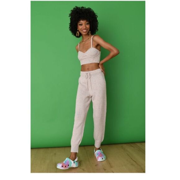 JoosTricot Speckled Linen & Cotton Blend Jogger Pant Medium - Picture 6 of 14